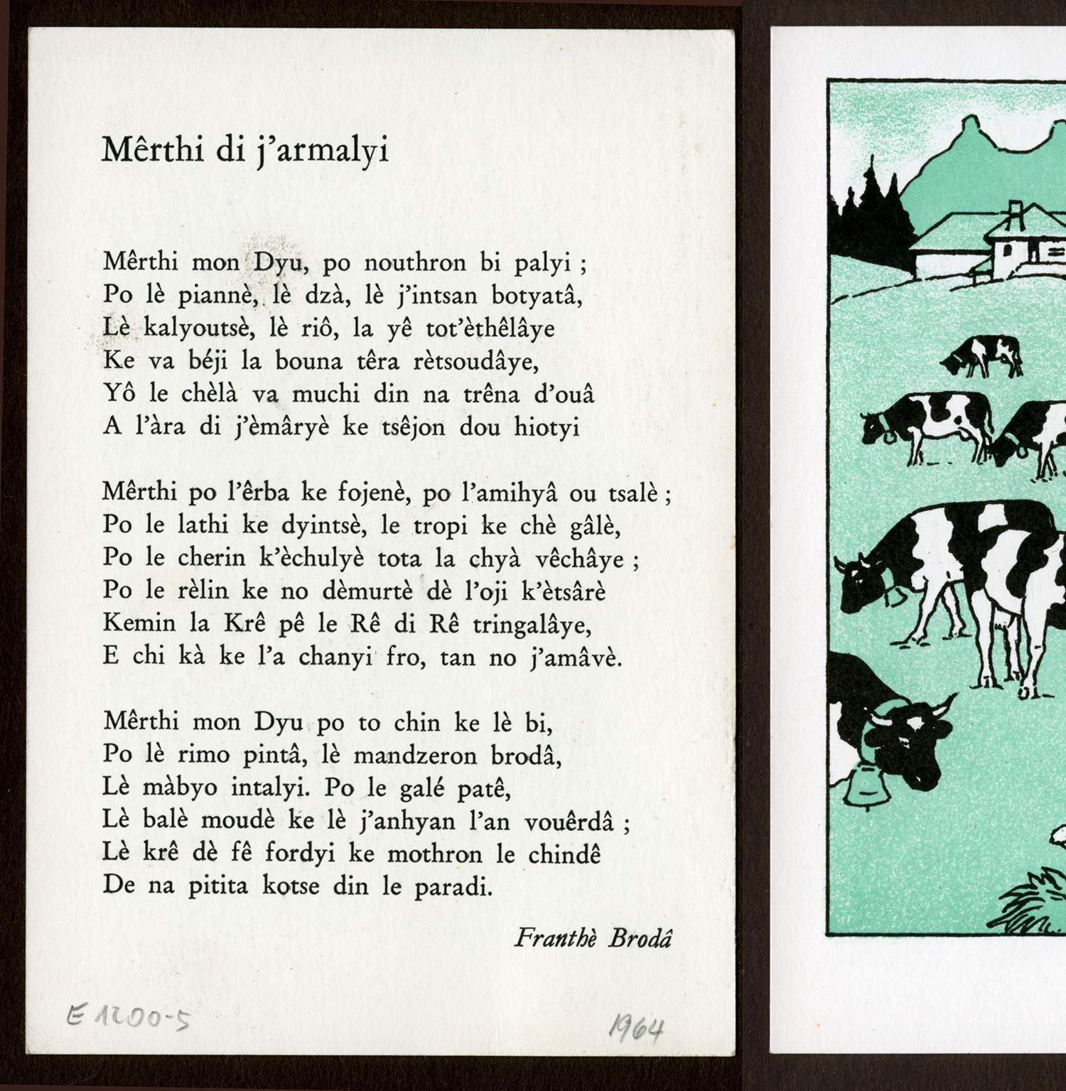 Eugène Reichlen et texte de Francis Brodard, 1964 © Musée gruérien